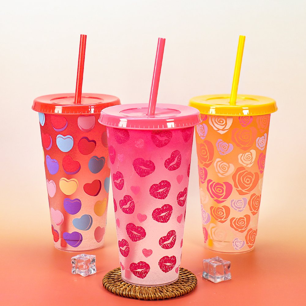 Wedding guests toasting with custom printed color changing mood cups.